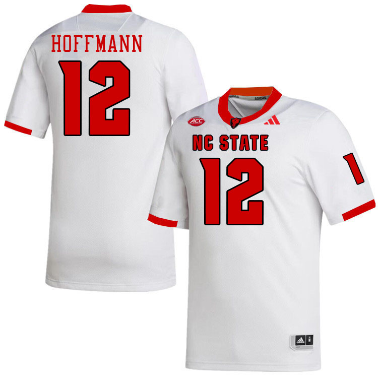 NC State Wolfpack #12 Teddy Hoffmann College Football Jerseys Stitched-White